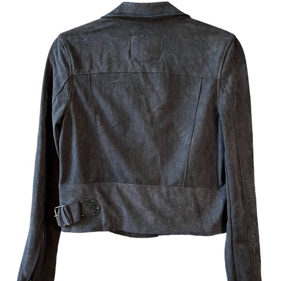 BLANK NYC Size XS Women's Cropped Microsuede Grey Moto Jacket - Picture 3 of 9